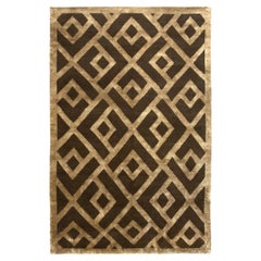 Luxury Modern Hand-Knotted Adaptations Laced Diamond Brown/Gold 12x16 Rug