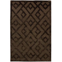 Luxury Modern Hand-Knotted Adaptations Laced Diamond Mocha 10x14 Rug
