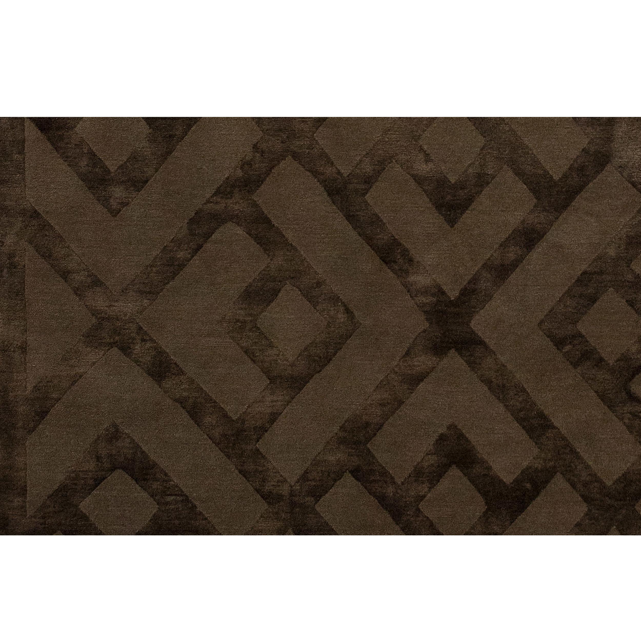 Luxury Modern Hand-Knotted Adaptations Laced Diamond Mocha 10x14 Rug In New Condition For Sale In Secaucus, NJ