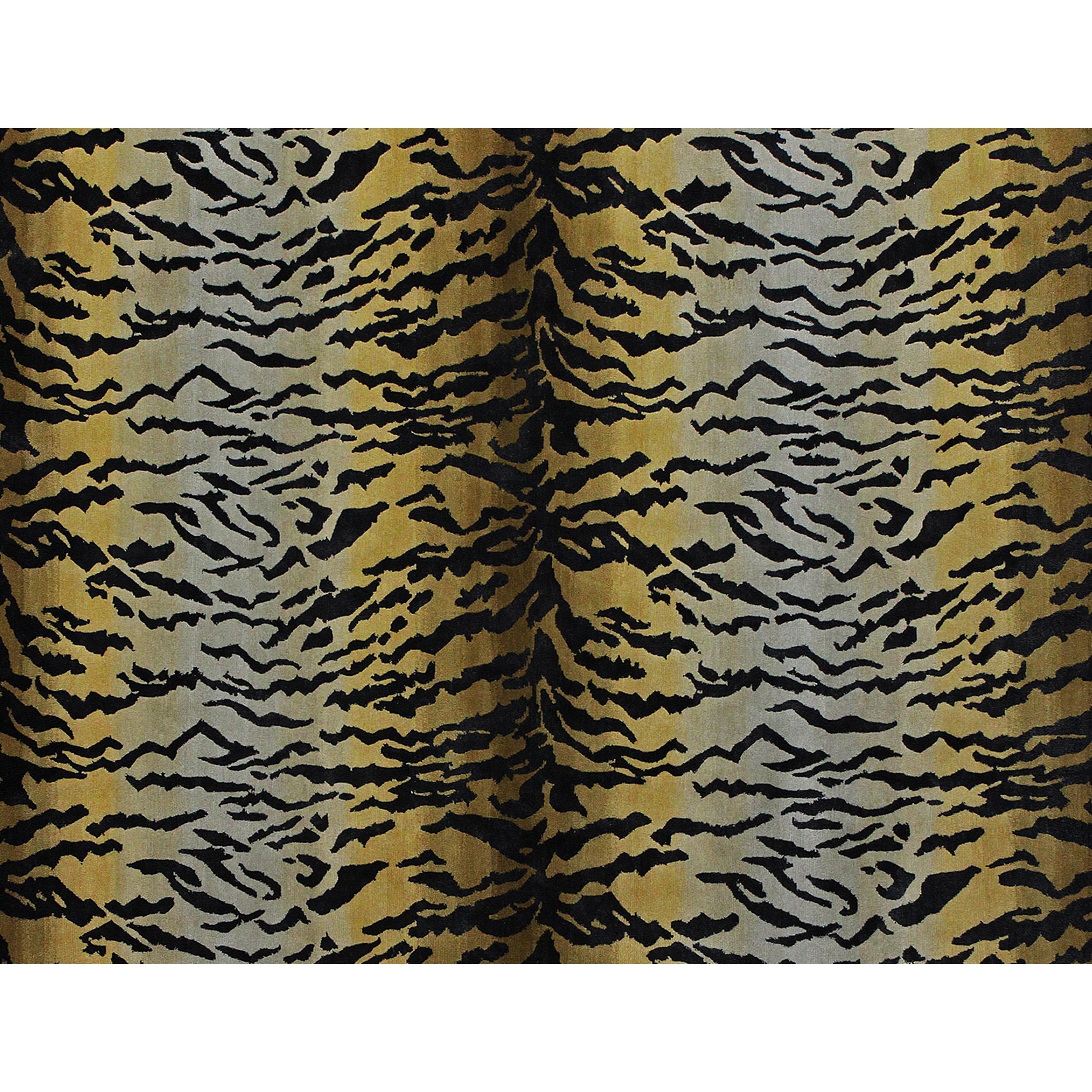 Lujosa Alfombra Moderna Anudada a Mano Adaptaciones Tigre Pantera 12x16 Anudado a mano en venta