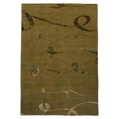 Luxury Modern Hand-Knotted Adaptations Ribbon Gold 10x14 Rug