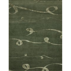 Luxury Modern Hand-Knotted Adaptations Ribbon Seafoam 10x14 Rug