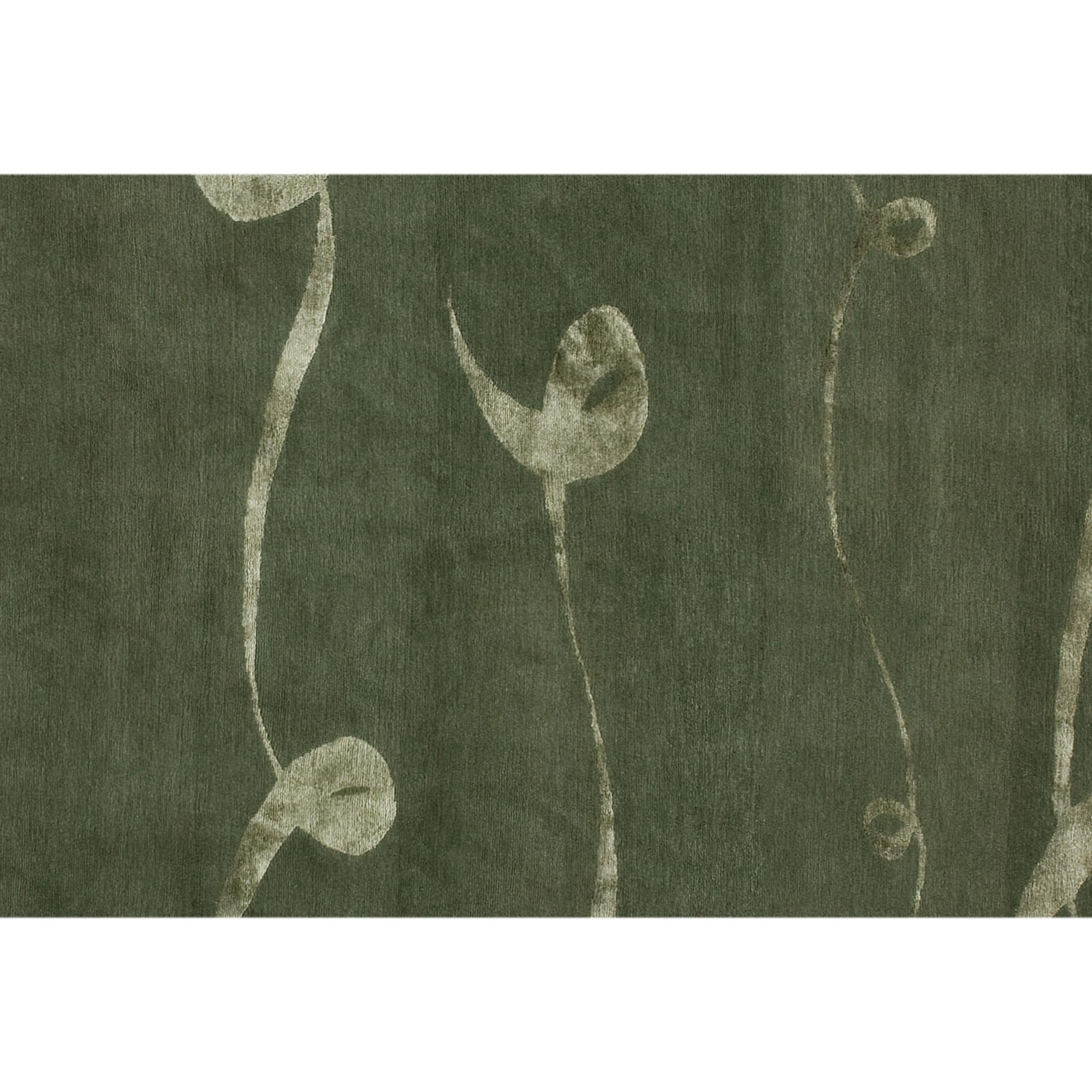 Nepalese Luxury Modern Hand-Knotted Adaptations Ribbon Seafoam 10x14 Rug For Sale