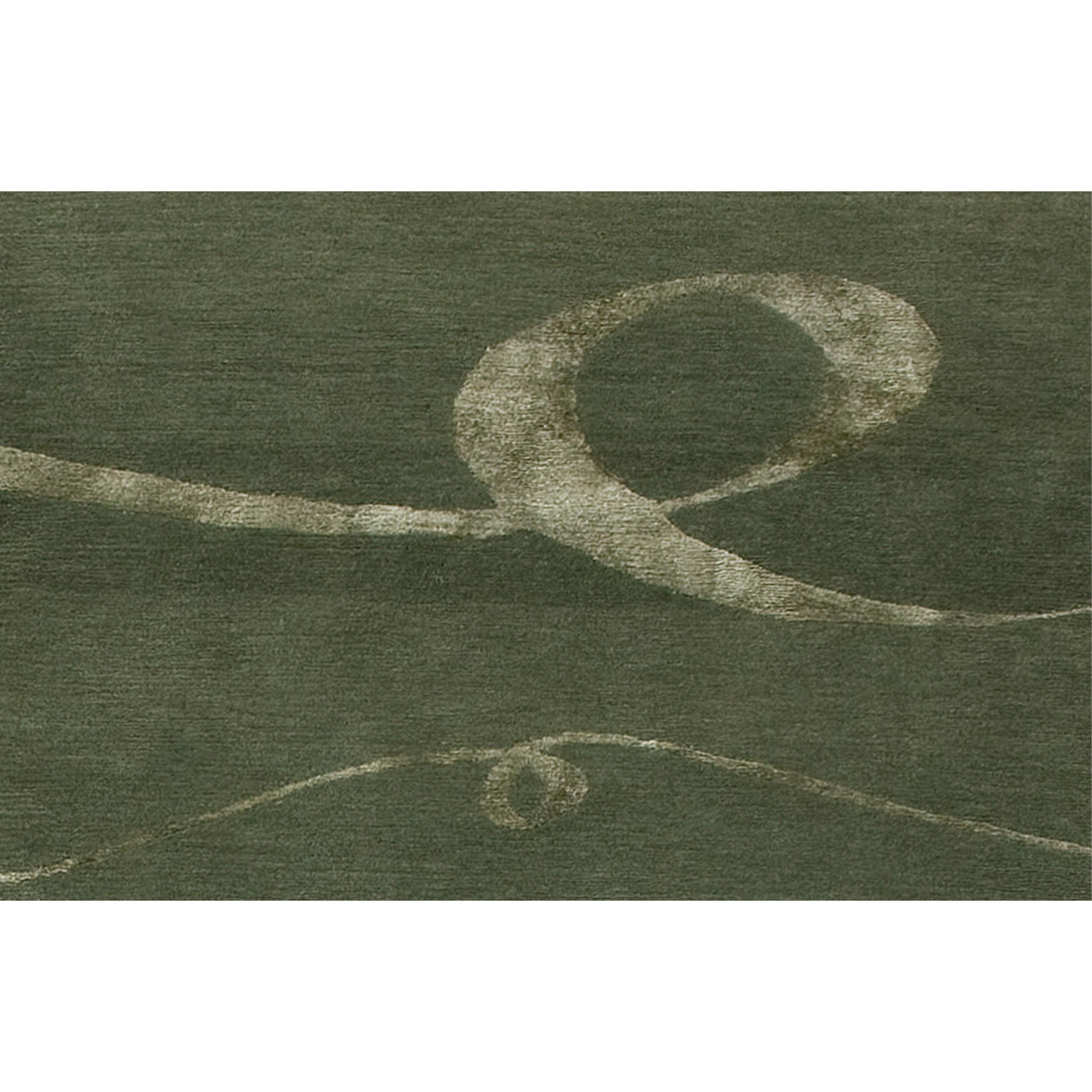 Luxury Modern Hand-Knotted Adaptations Ribbon Seafoam 10x14 Rug In New Condition For Sale In Secaucus, NJ