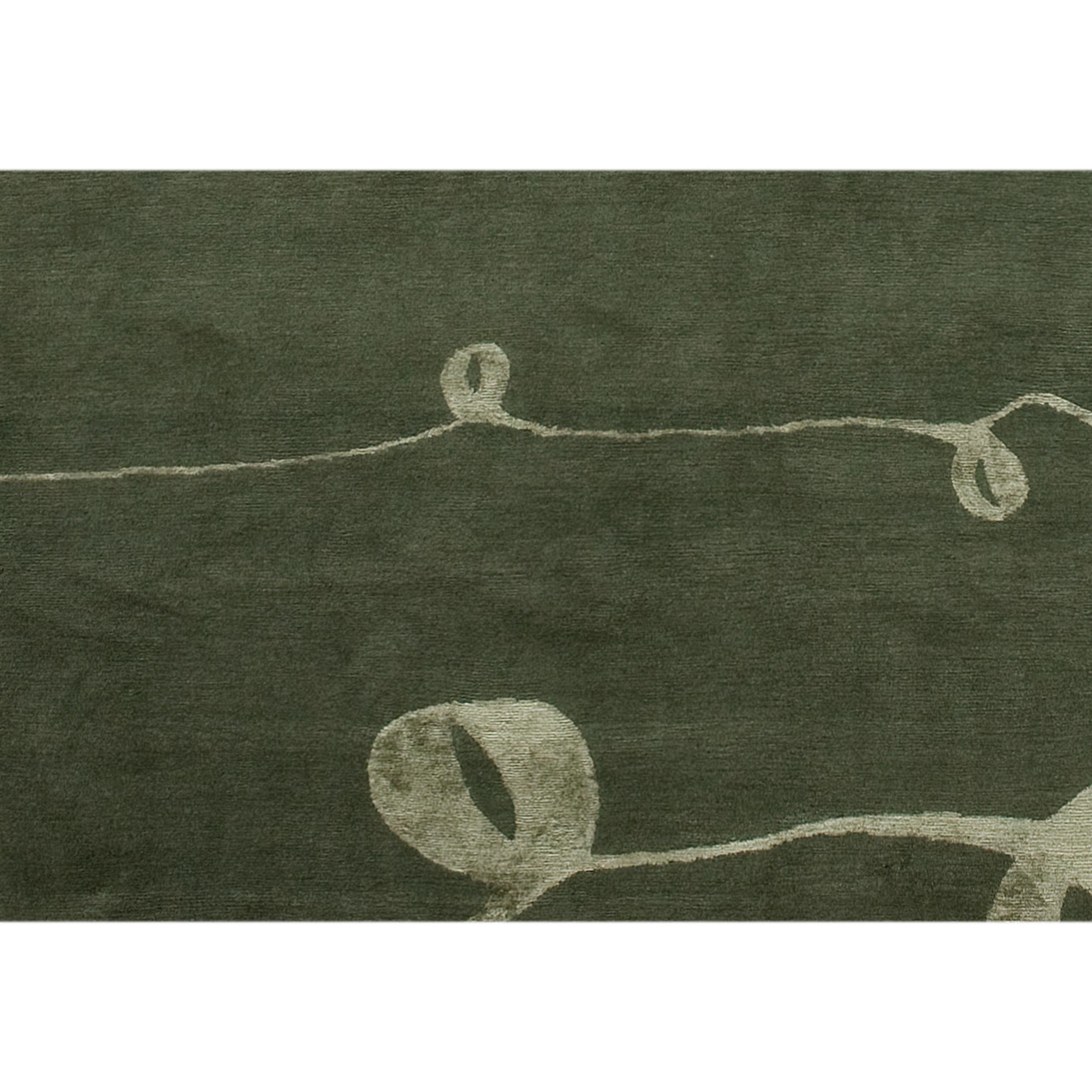 Contemporary Luxury Modern Hand-Knotted Adaptations Ribbon Seafoam 10x14 Rug For Sale