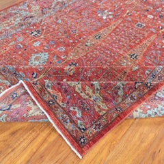 Hand-Knotted Afghan Cypress Wool Rug in Red, 8'2" x 10'2"