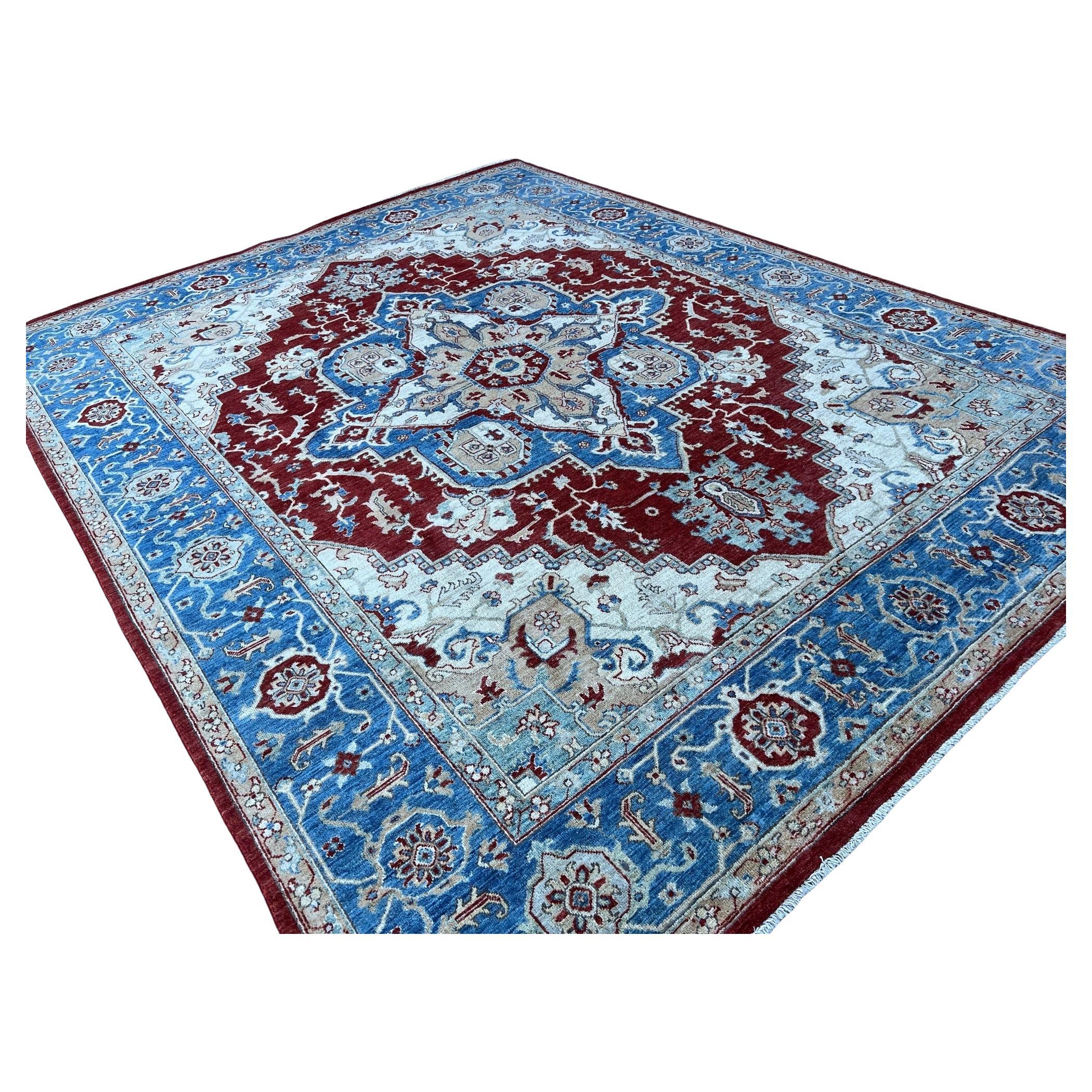 Hand-Knotted Afghan Heriz Rug Premium Hand-Spun Afghan Wool Fair Trade For Sale