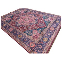 Hand-Knotted Afghan Heriz Serapi Area Rug  Ruby Red Magenta Violet
