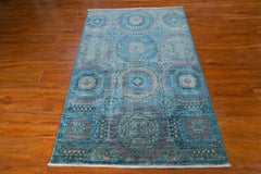 Hand-Knotted Afghan Mamluk Rug, Wool, Geometric Design