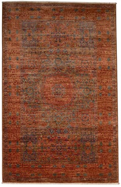 Hand-Knotted Afghan Mamluk Wool Rug, Classic Geometric Accent Rug