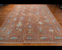 Tapis afghan noué à la main Knots Rugs dans de riches tons de terre cuite et de Jewel, 8'2" x 9'9".