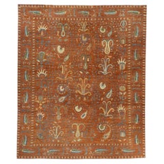 Tapis afghan noué à la main Knots Rugs dans de riches tons de terre cuite et de Jewel, 8'2" x 9'9".