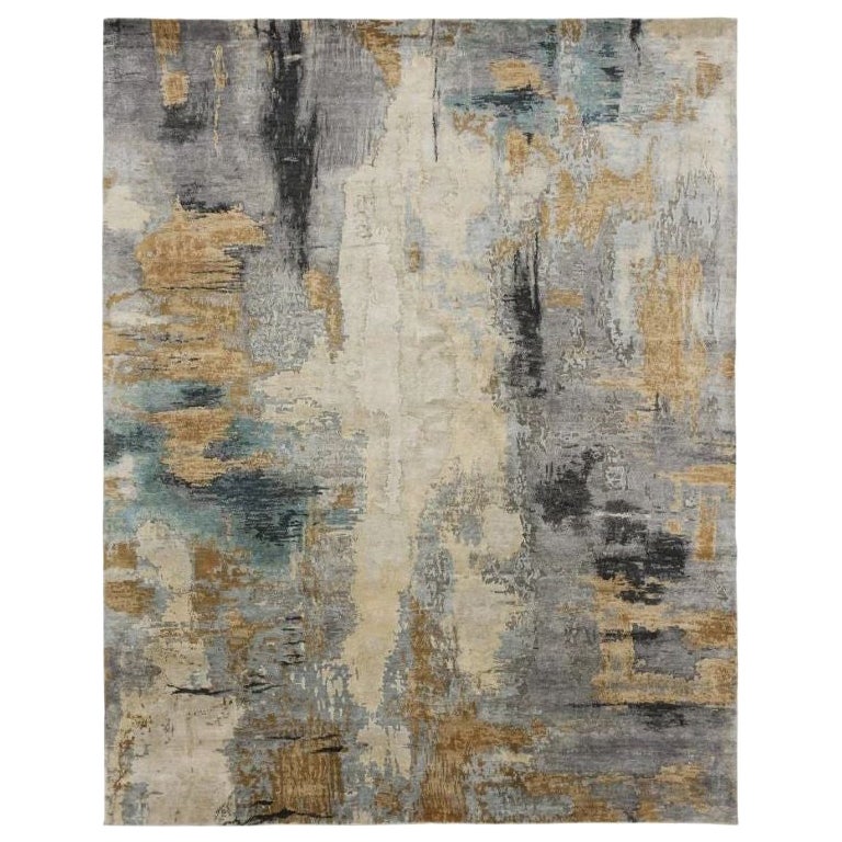 Hand-Knotted Alassio Bamboo Silk Modern Area Rug 9' x 12' India