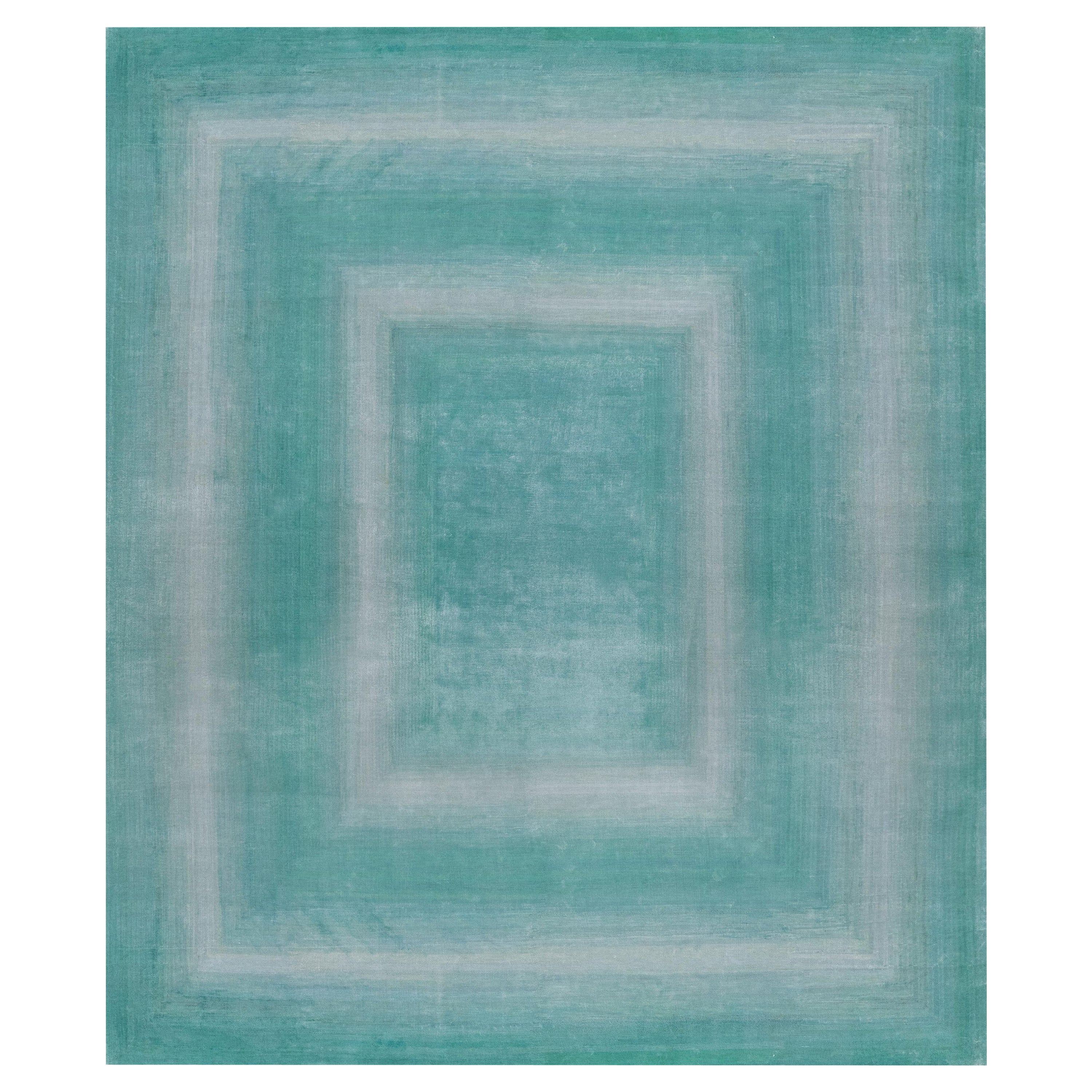 Annodato a mano, interamente in seta artistica, Rainbow Groove Turquoise Edition Bougainville in vendita