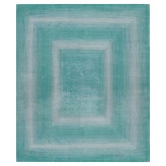 Hand Knotted, All Art Silk, Rainbow Groove Turquoise Edition Bougainville