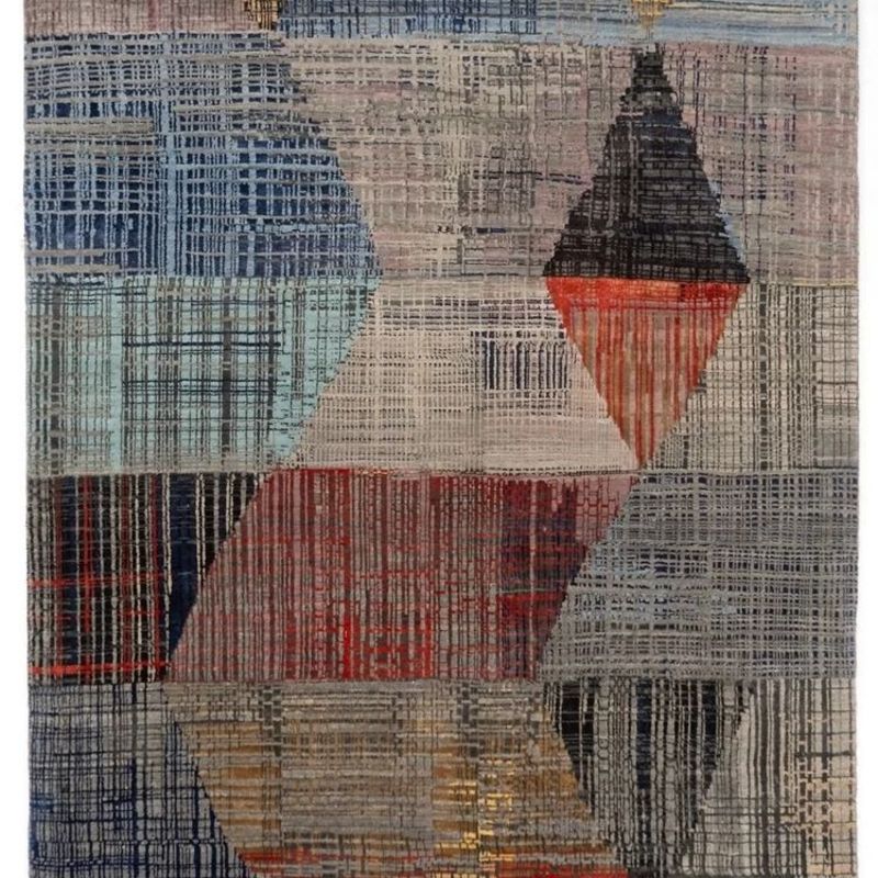 Hand-Knotted Almas Modern Wool & Bamboo Silk Rug – 4'1" x 5'11" For Sale