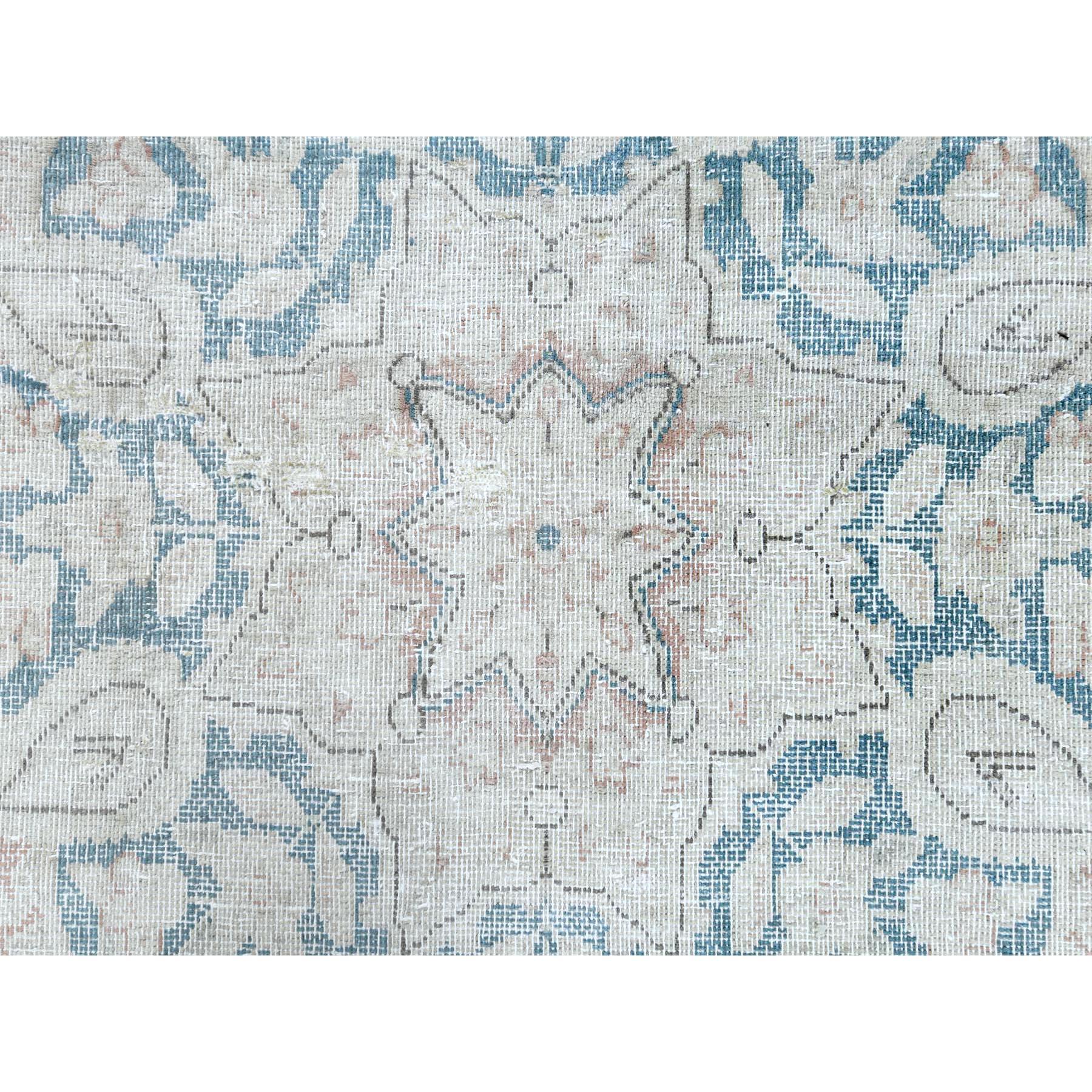 Hand Knotted, Almond Brown, Vintage Persian Kerman Distressed Look Worn Wool Rug For Sale 2