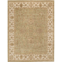 Luxury Traditional Hand-Knotted Amritsar Agra Lt. Green/Ivory 10x14 Rug
