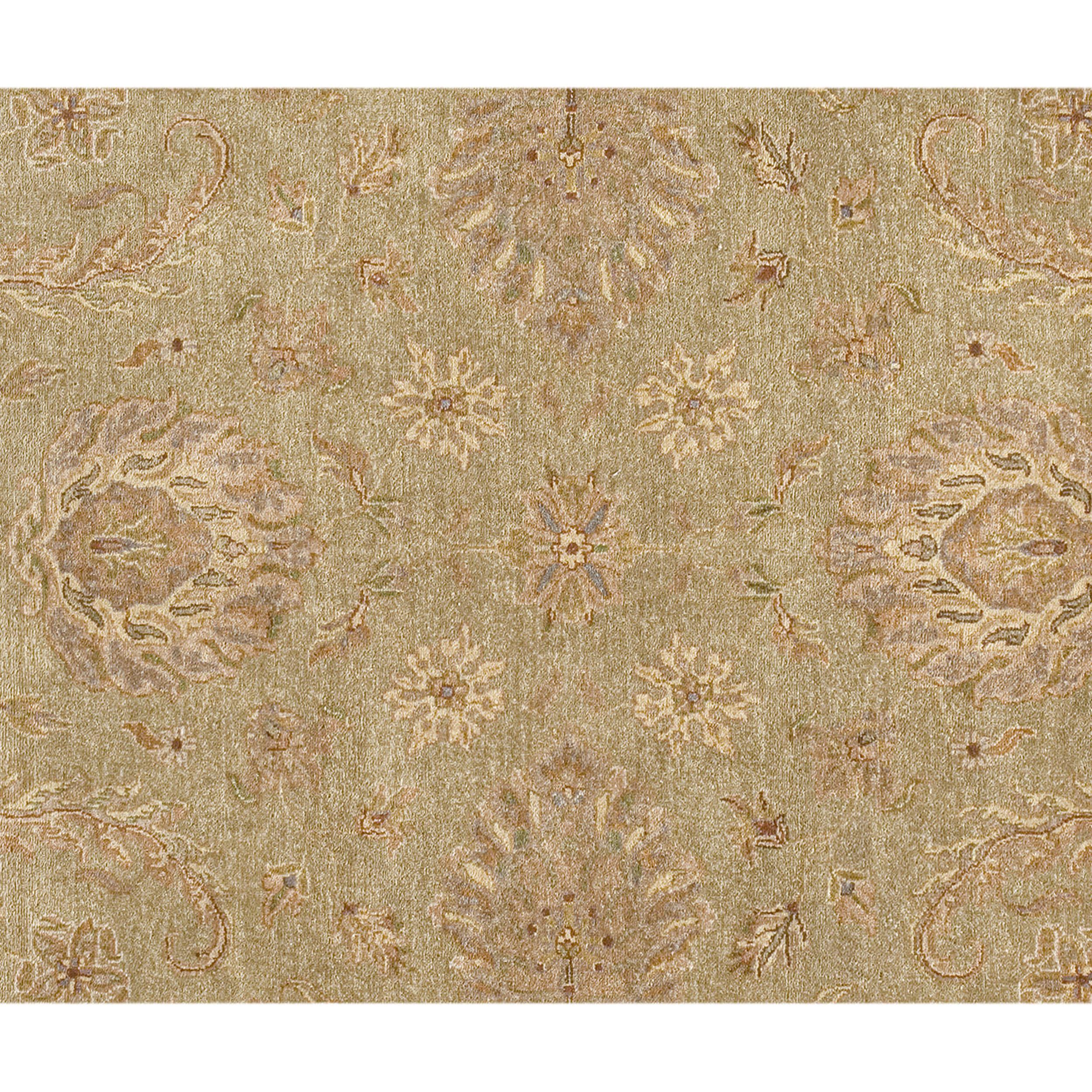 Contemporary Luxury Traditional Hand-Knotted Amritsar Agra Lt. Green/Ivory 10x14 Rug For Sale