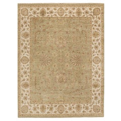 Luxury Traditional Hand-Knotted Amritsar Agra Lt. Green/Ivory 10x14 Rug