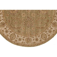 Luxury Traditional Hand-Knotted Amritsar Agra Lt. Green/Ivory 12x12 Round Rug
