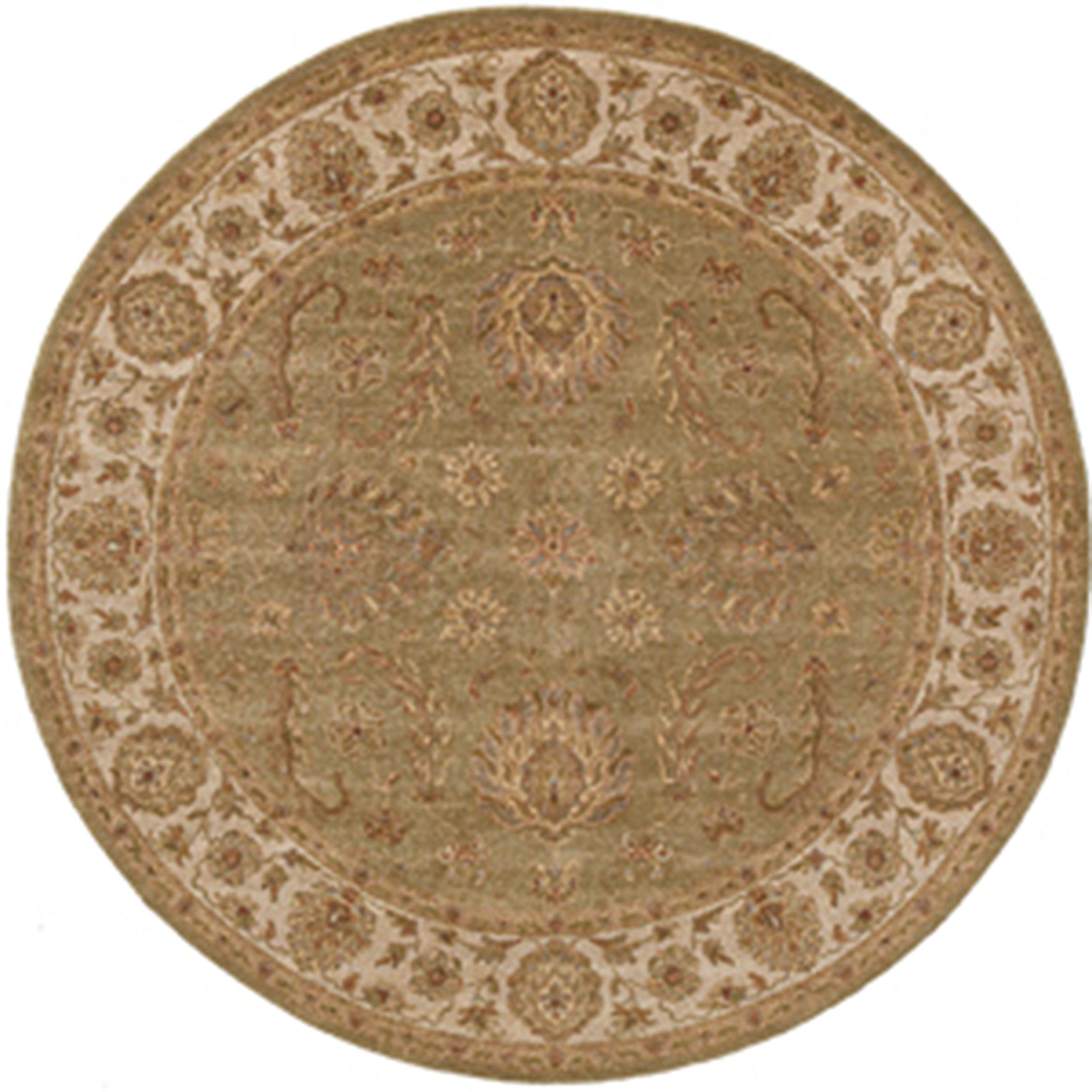 Luxury Traditional Hand-Knotted Amritsar Agra Lt. Green/Ivory 12x12 Round Rug In New Condition For Sale In Secaucus, NJ
