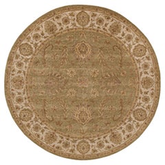 Luxury Traditional Hand-Knotted Amritsar Agra Lt. Green/Ivory 12x12 Round Rug