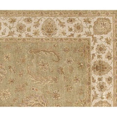 Luxury Traditional Hand-Knotted Amritsar Agra Lt. Green/Ivory 14x28 Rug