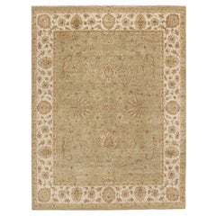 Luxury Traditional Hand-Knotted Amritsar Agra Lt. Green/Ivory 14x28 Rug