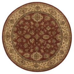 Tapis rond Amritsar Mahal de luxe traditionnel noué à la main en bois rose/or 12 x 12