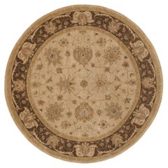 Luxury Traditional Hand-Knotted Amritsar Mogul Beige/Brown 12x12 Round Rug