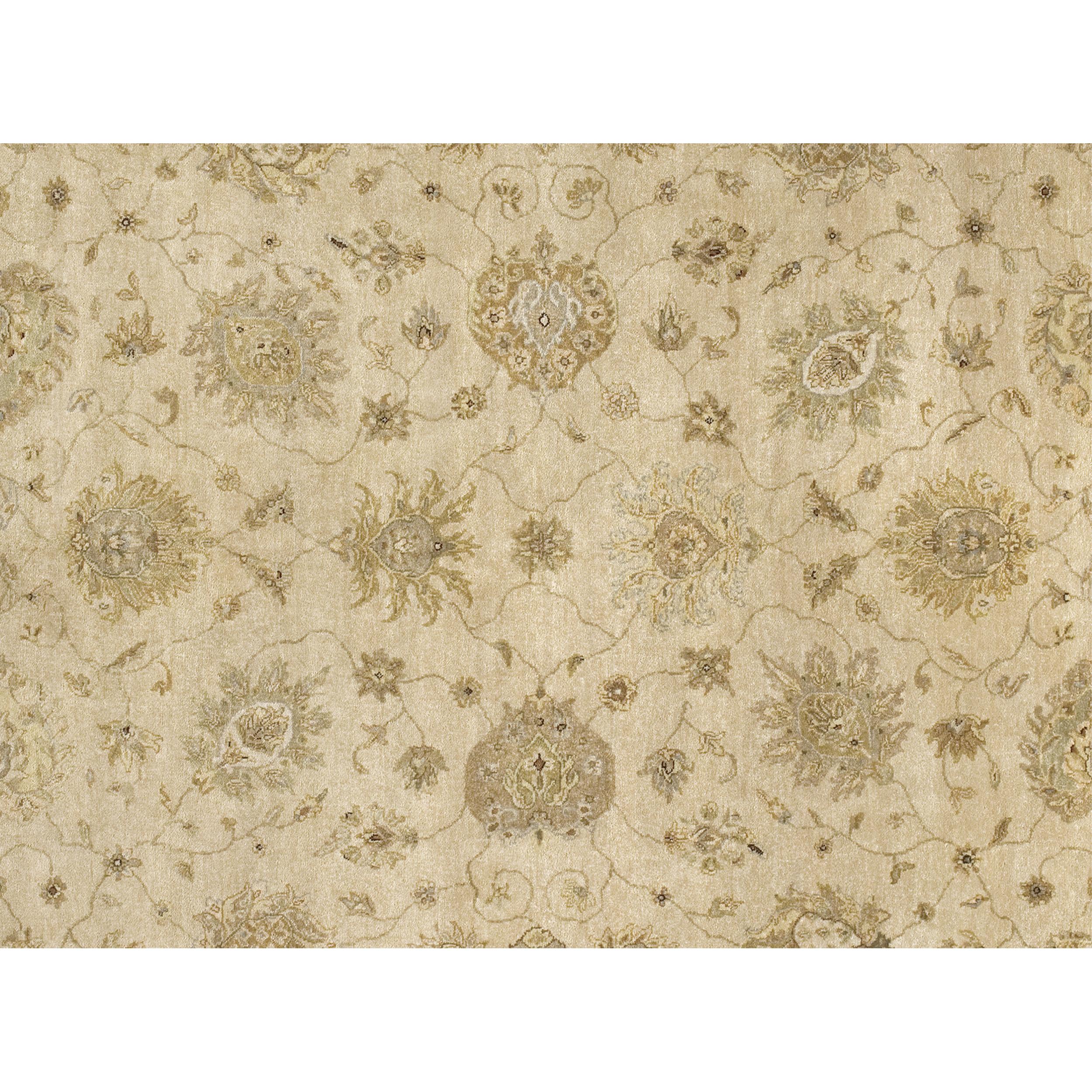 Indian Luxury Traditional Hand-Knotted Amritsar Mogul Beige/Brown 14x28 Rug For Sale