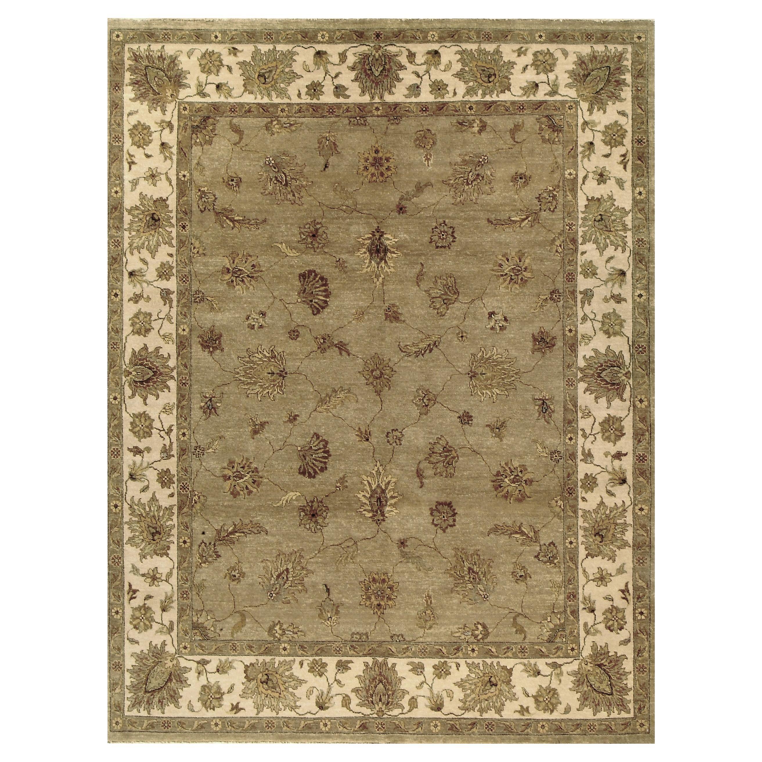 Luxury Traditional Hand-Knotted Amritsar Oushak Beige/Ivory 12x24 Rug For Sale
