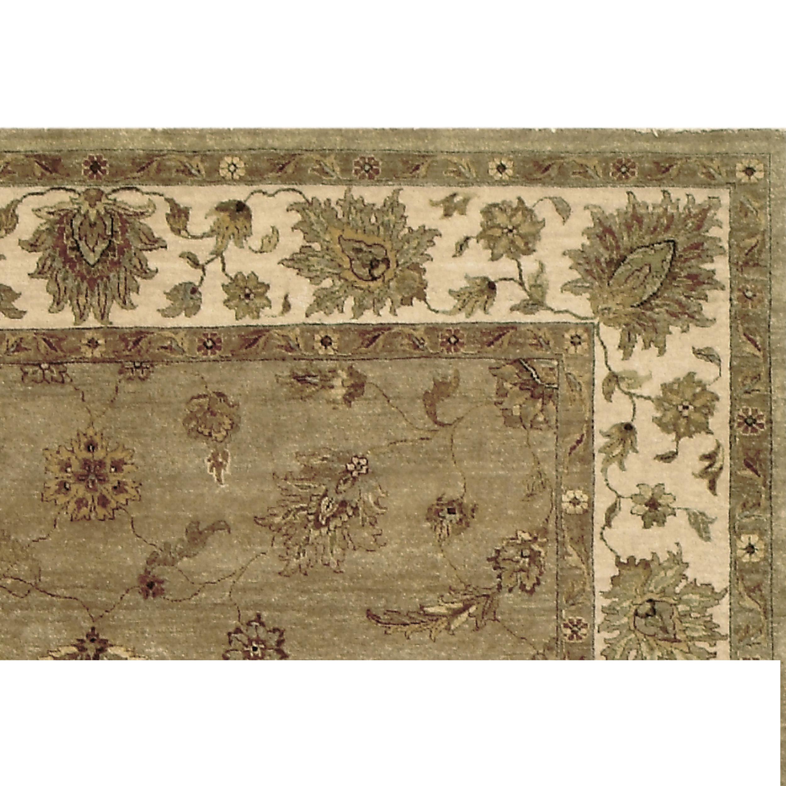 Luxuriöser traditioneller handgeknüpfter Amritsar Oushak Beige/Elfenbein 14X28 Teppich (Handgeknüpft) im Angebot