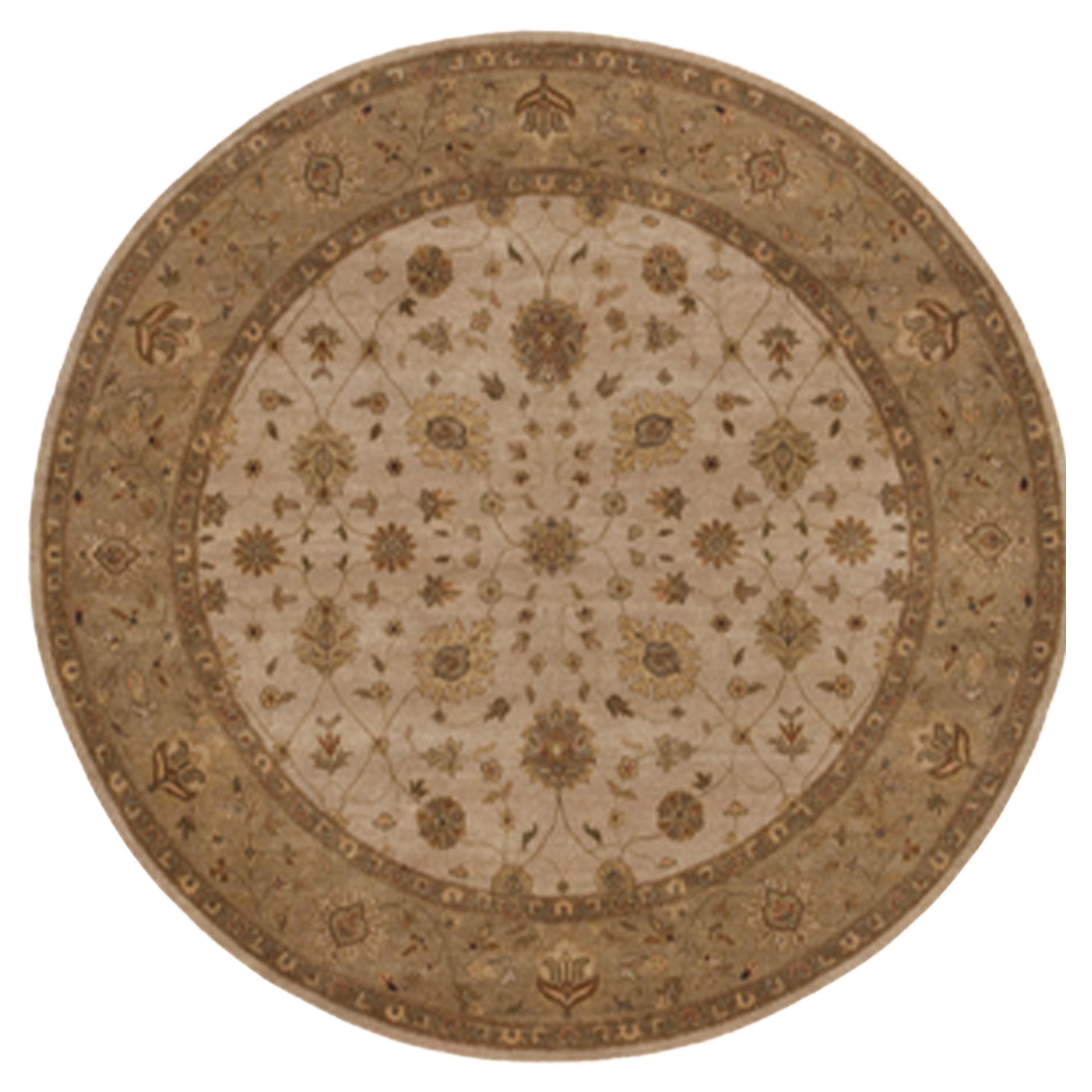 Luxury Traditional Hand-Knotted Amritsar Sultanabad Ivory/Beige 12X12 Round Rug