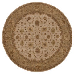 Tapis rond Amritsar Sultanabad de luxe traditionnel noué à la main ivoire/beige 12X12