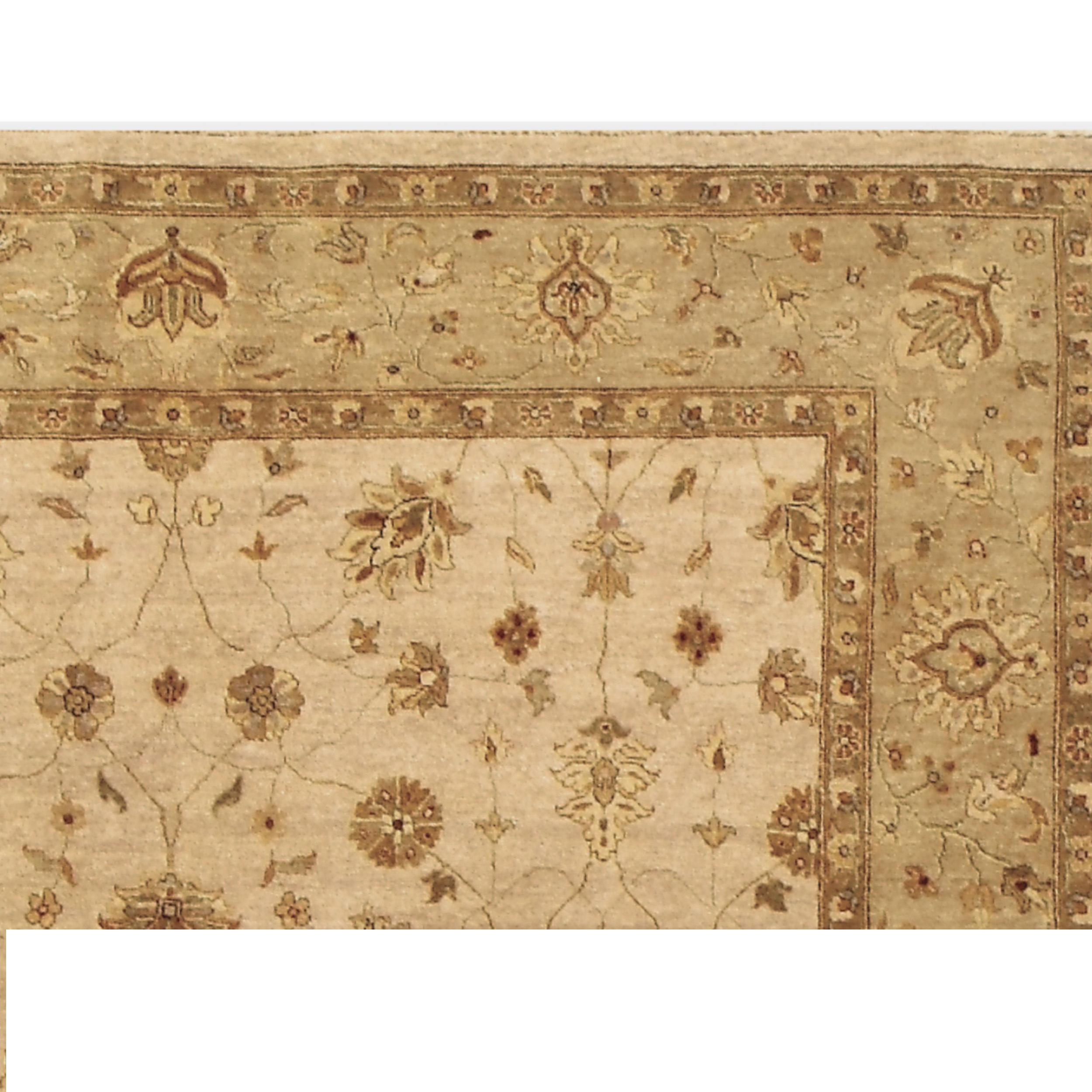 Noué à la main Tapis Amritsar Sultanabad de luxe traditionnel noué à la main ivoire/beige 12x24 en vente