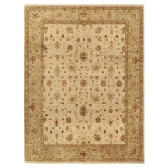 Tapis Amritsar Sultanabad de luxe traditionnel noué à la main ivoire/beige 12x24