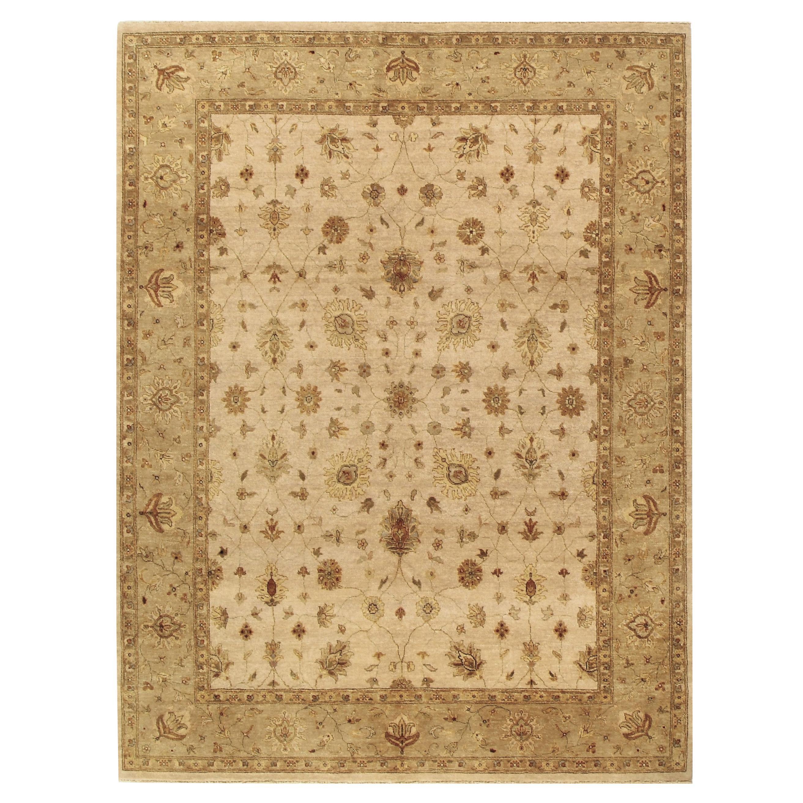 Luxury Traditional Hand-Knotted Amritsar Sultanabad Ivory/Beige 14x28 Rug