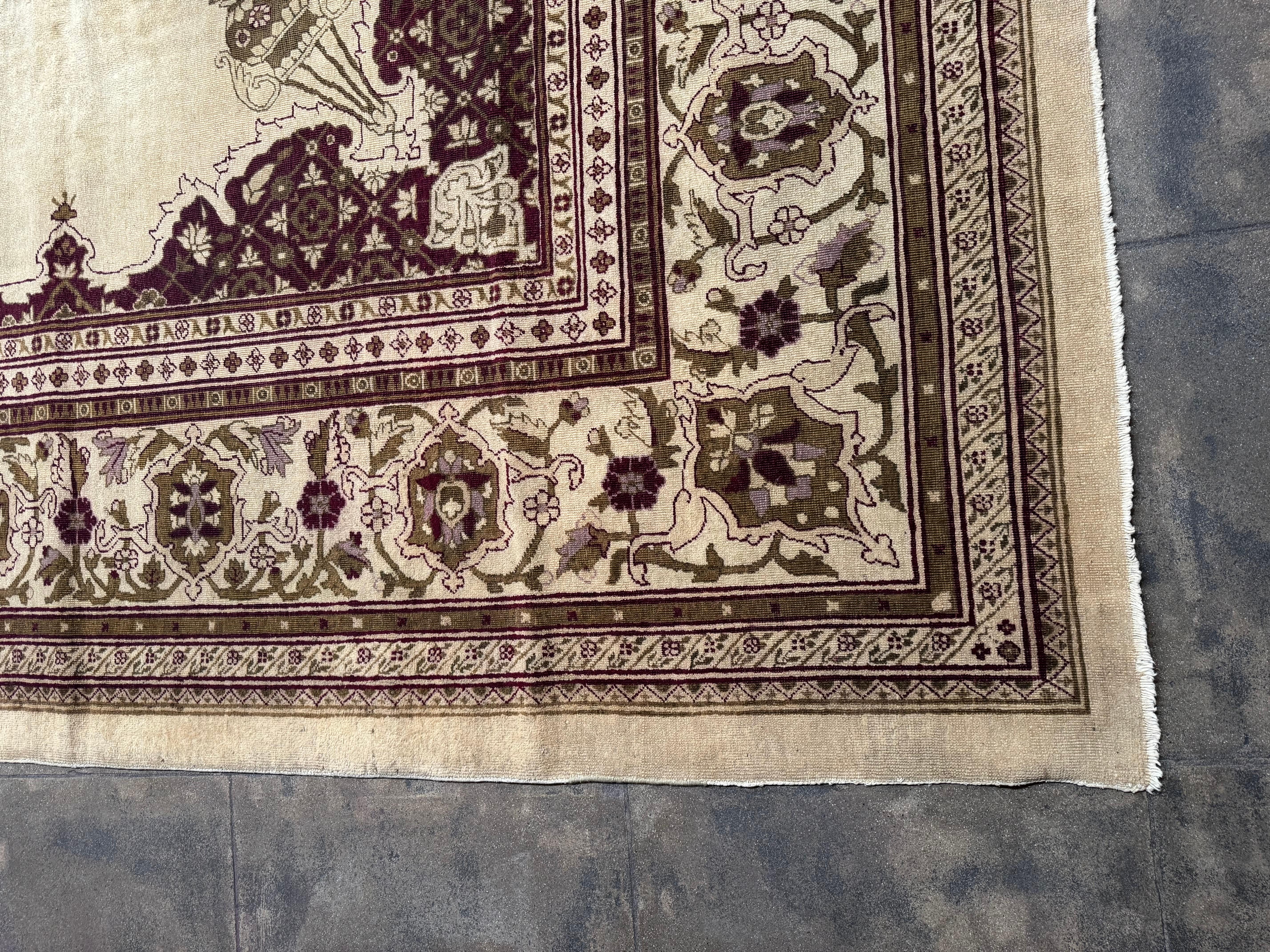 Tappeto in lana di Amritsar annodato a mano - 14,9' x 11,10' In condizioni buone in vendita a Los Angeles, US