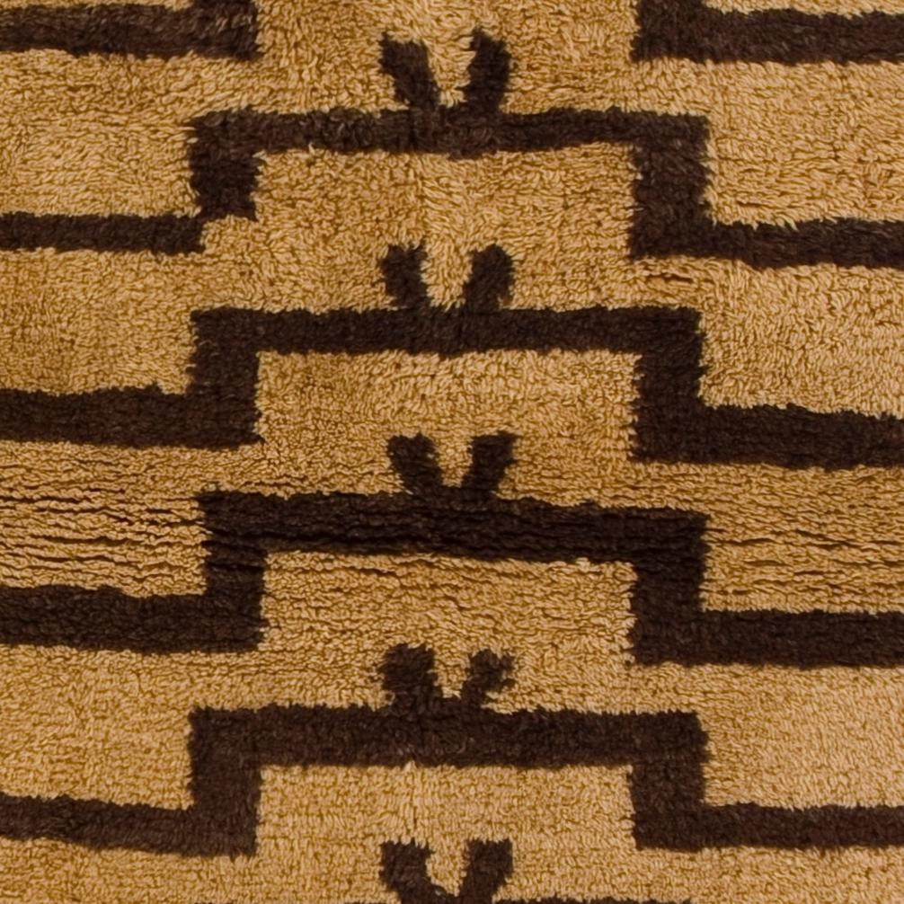 Turkish Hand-Knotted Anatolian Tulu Rug with Ascending Arches in Mustard & Brown Colors For Sale