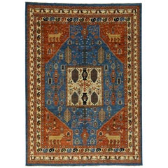 Hand Knotted Ancient Animal Design Pure Wool Peshawar Rug