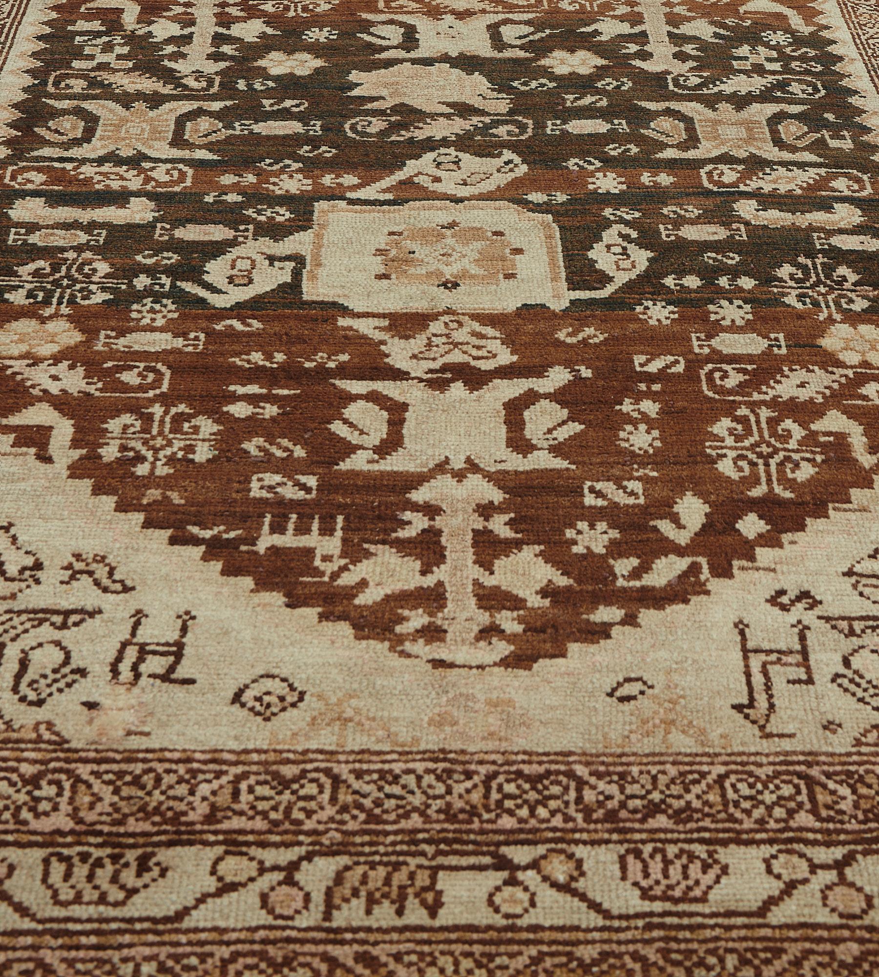 Hand-Knotted Antique Abrash Persian Malayer Runner In Good Condition For Sale In West Hollywood, CA
