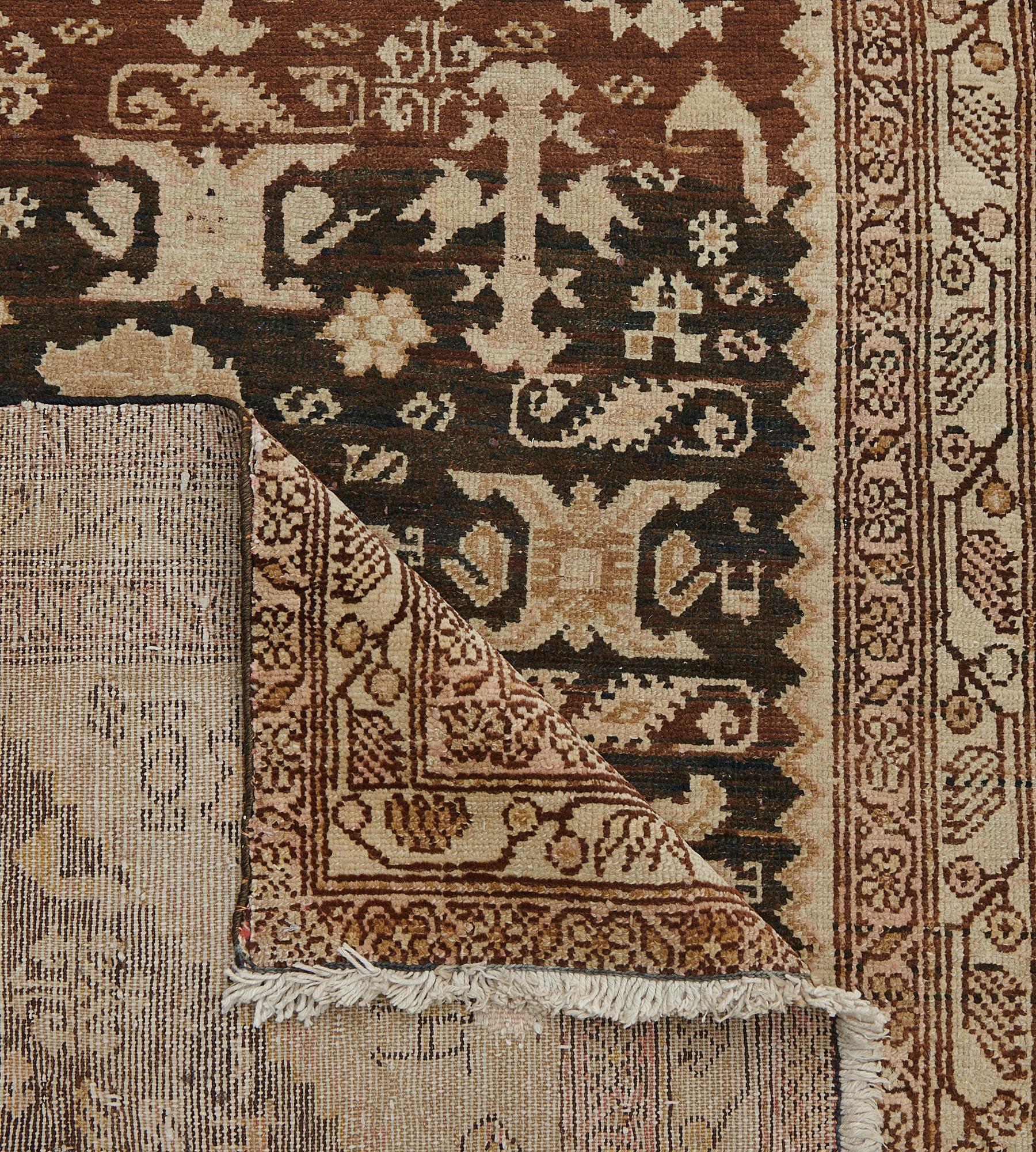 Hand-Knotted Antique Abrash Persian Malayer Runner For Sale 3