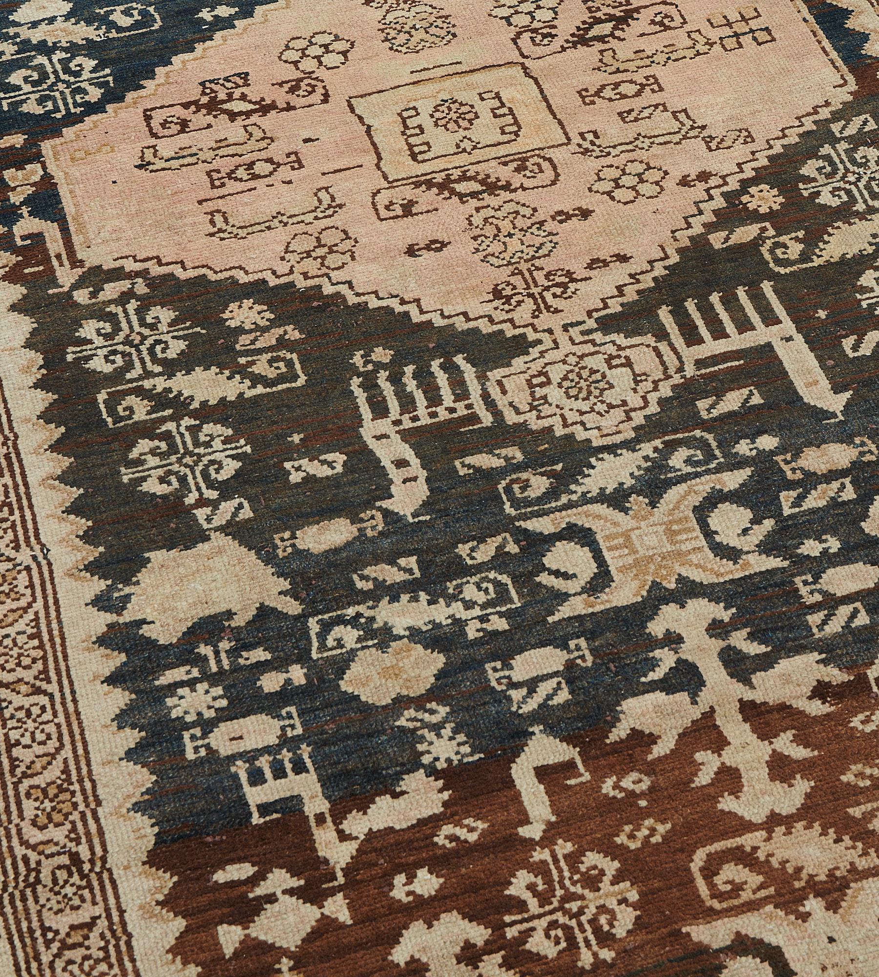 Hand-Knotted Antique Abrash Persian Malayer Runner For Sale 4