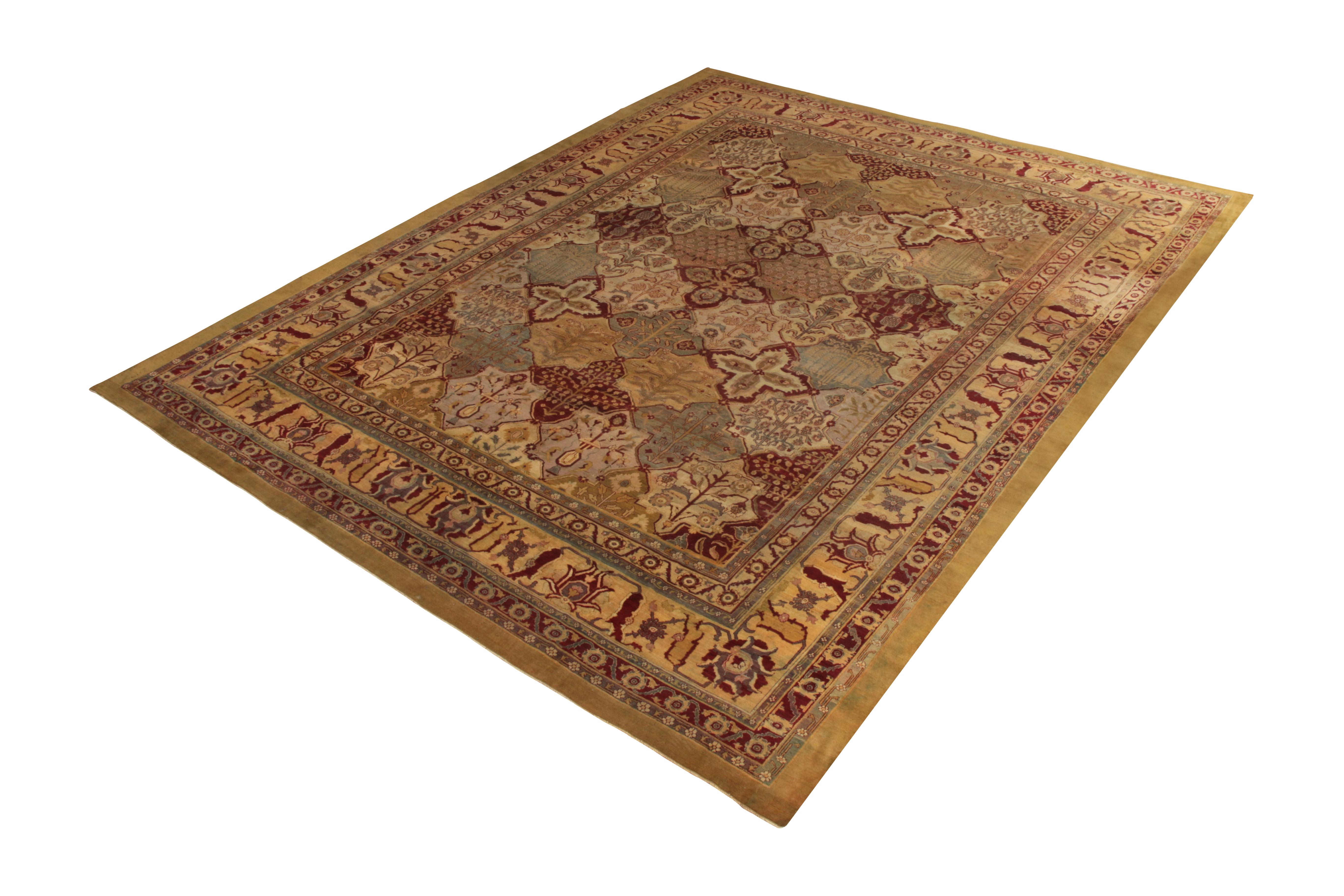 This 12x15 antique Amritsar rug is a rare, regal turn-of-the-century addition to Rug & Kilim's classics, hand-knotted in wool from India circa 1900-1910.

On the Design:

The repeating medallion floral patterns—including noteworthy variations of the