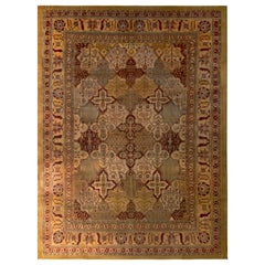 Antique Amritsar Rug with Gold-Red Floral Pattern by Rug & Kilim