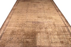 Hand-Knotted Antique Agra Rug in Beige-Brown All Over Floral