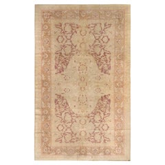 Tapis Amritsar ancien noué à la main à motifs floraux beige-marron