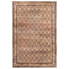Hand-Knotted Antique Amritsar Rug in Green and Beige-Brown Floral Pattern